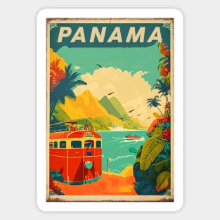 Panama Coastline Vintage Travel Art Poster Sticker